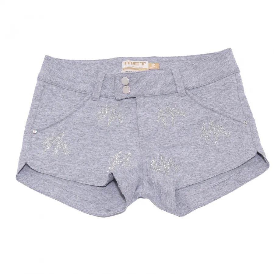 5561AB bermuda tuta bimba GIRL MET grey sweatpant raw cut shorts kid
