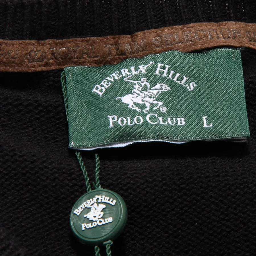 7985K maglione uomo BEVERLY HILLS POLO CLUB black cotton sweater man