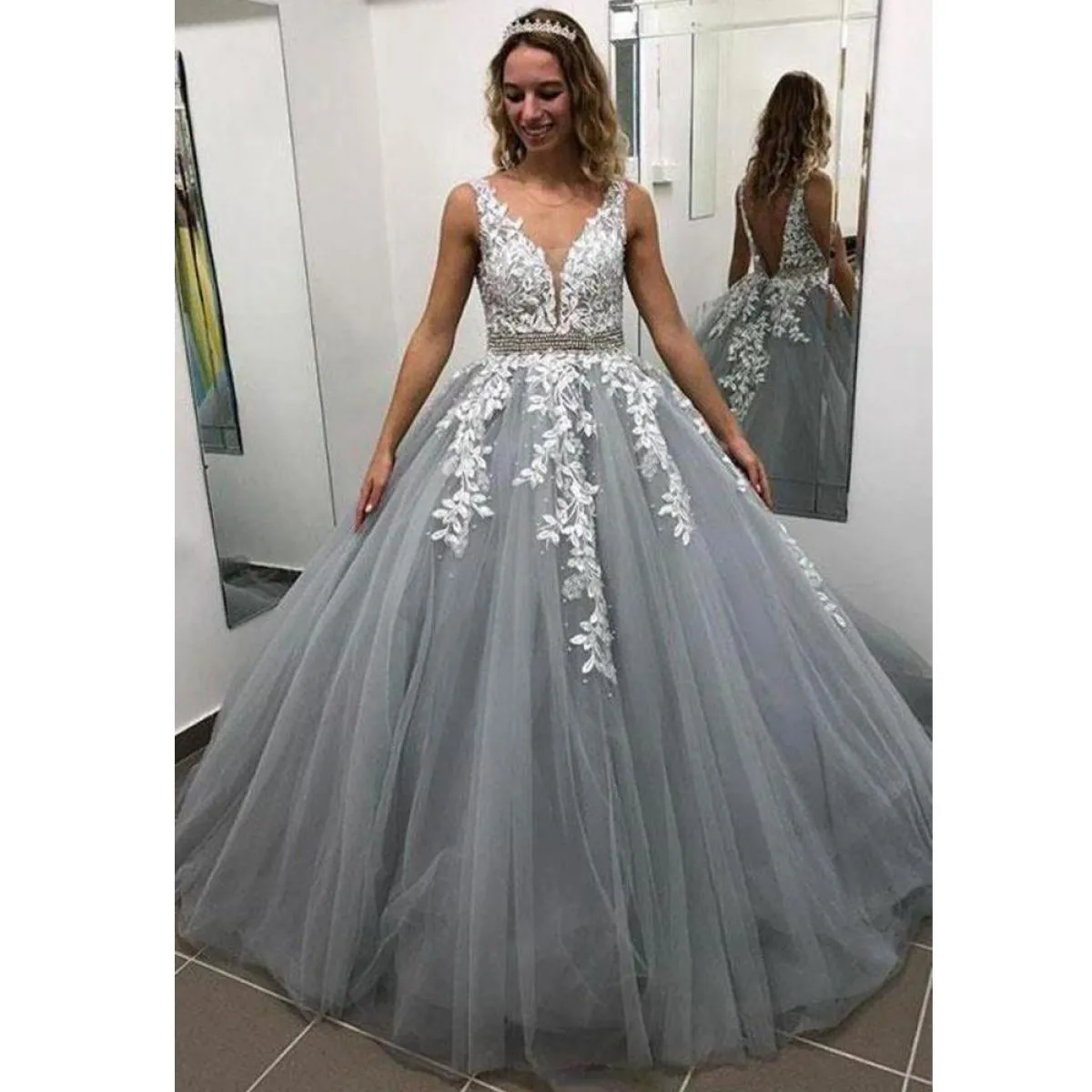 Abito da sera Abito da ballo Bepeithy Abito Linea Abito da sera lungo Cristallo Vestido De