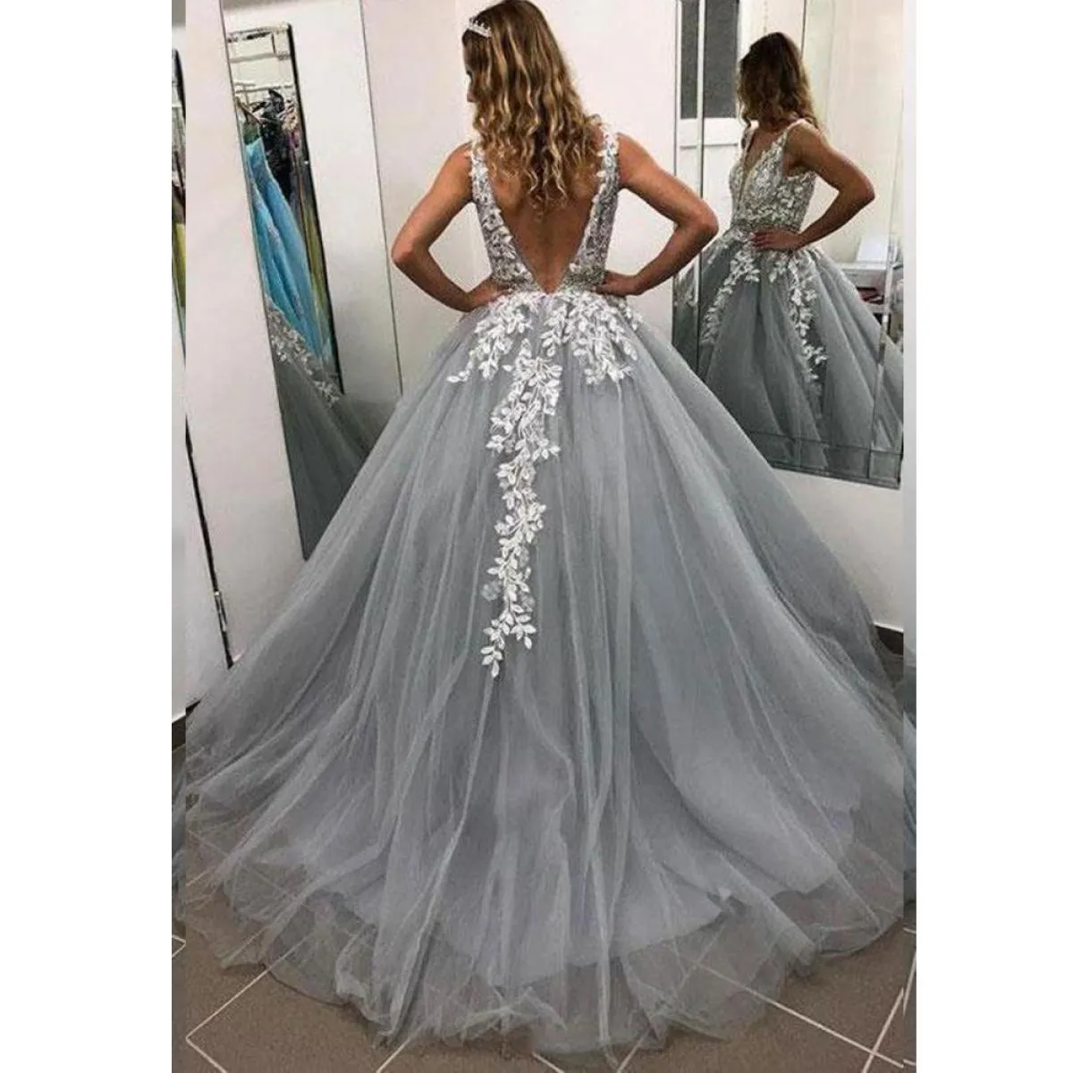 Abito da sera Abito da ballo Bepeithy Abito Linea Abito da sera lungo Cristallo Vestido De