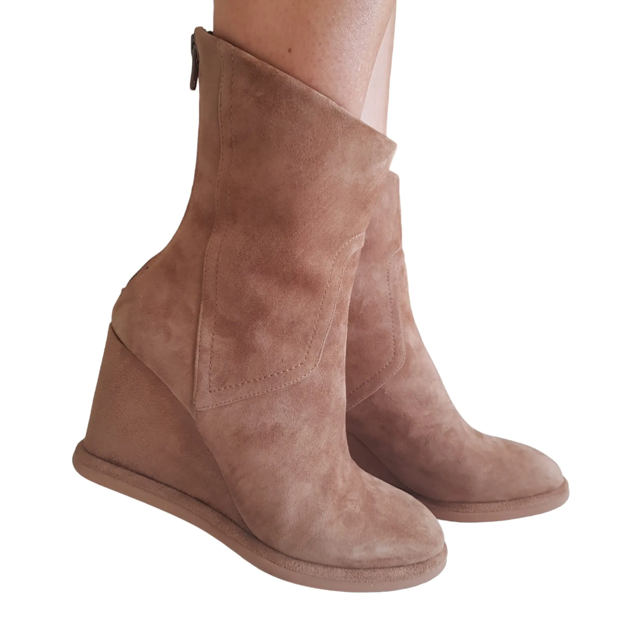 Apepazza Stivaletto Donna zeppa camoscio cuoio Rif.705