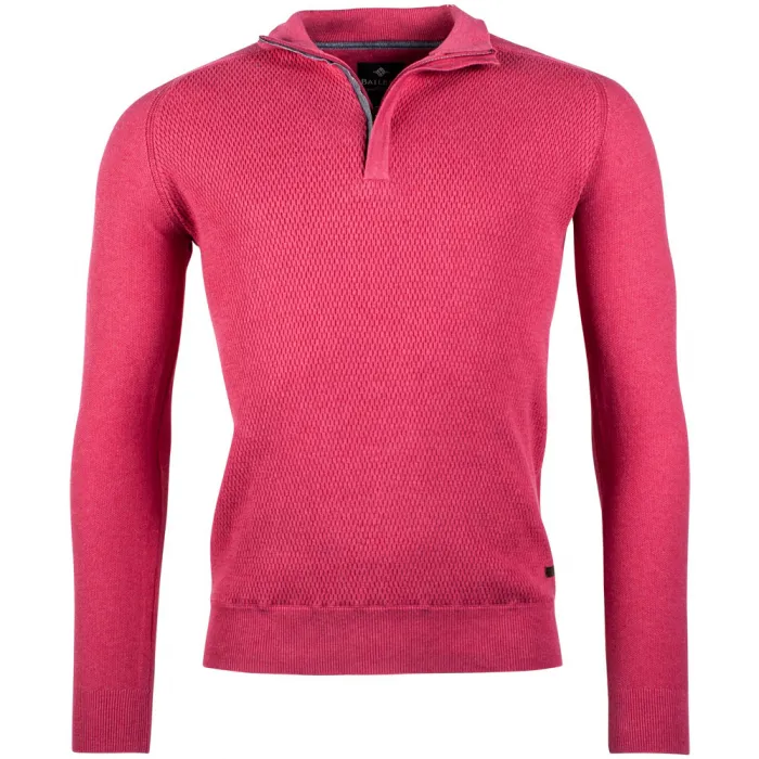 Baileys Maglione da uomo in cotone con zip in maglia fucsia