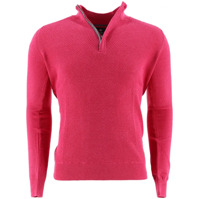 Baileys Maglione da uomo in cotone con zip in maglia fucsia