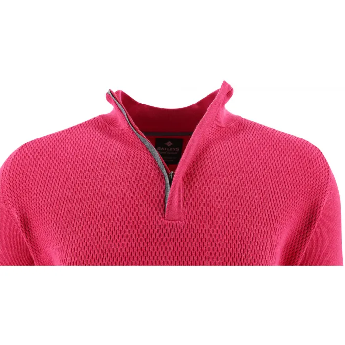 Baileys Maglione da uomo in cotone con zip in maglia fucsia