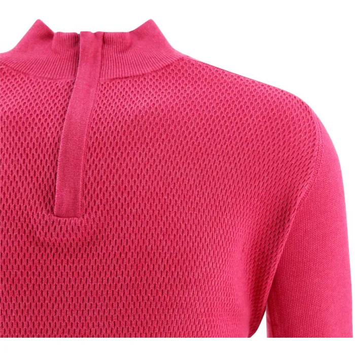 Baileys Maglione da uomo in cotone con zip in maglia fucsia