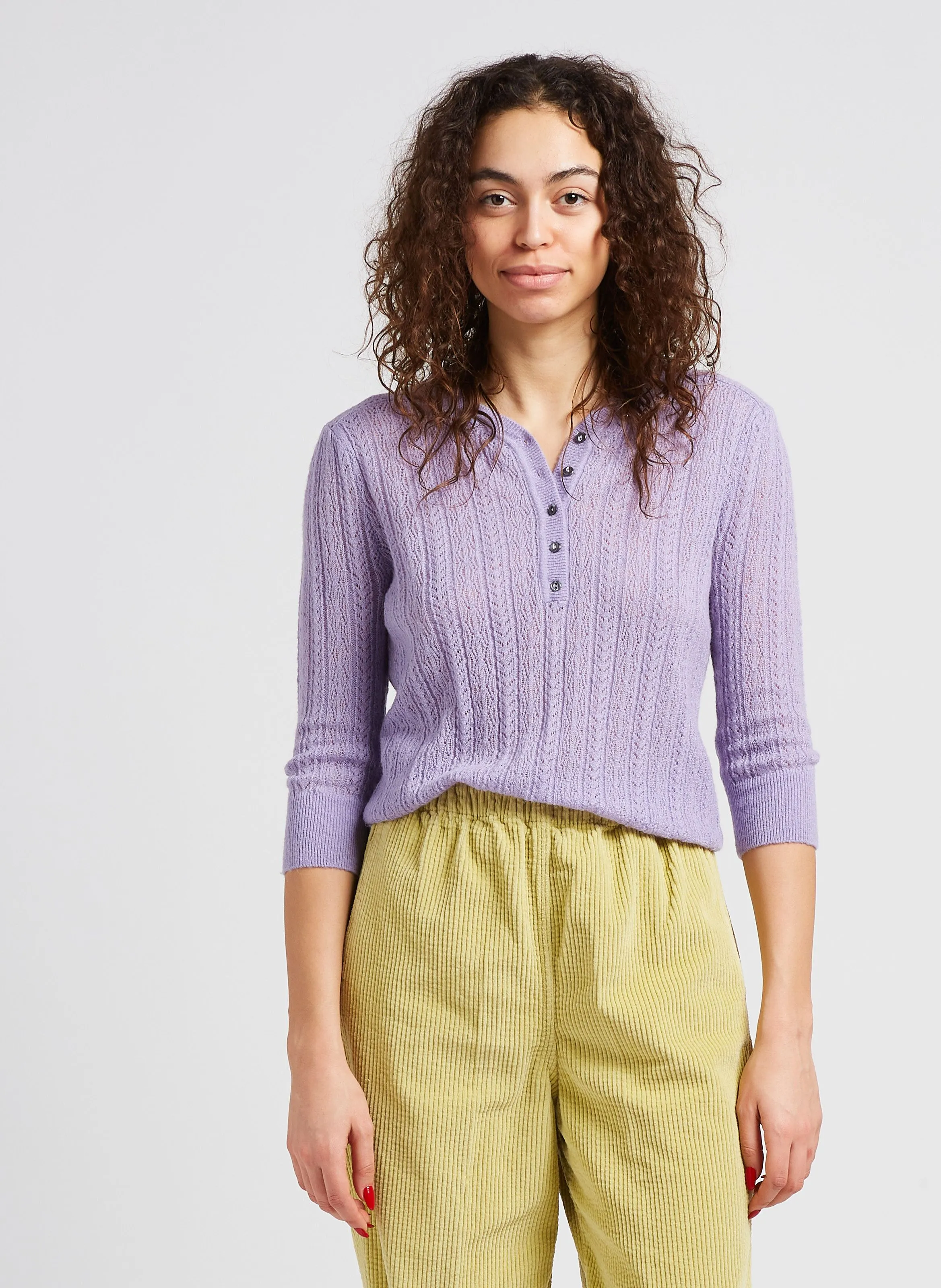  BELLEROSE   RYBU - Maglione scollo a V in misto lana merinos | Viola