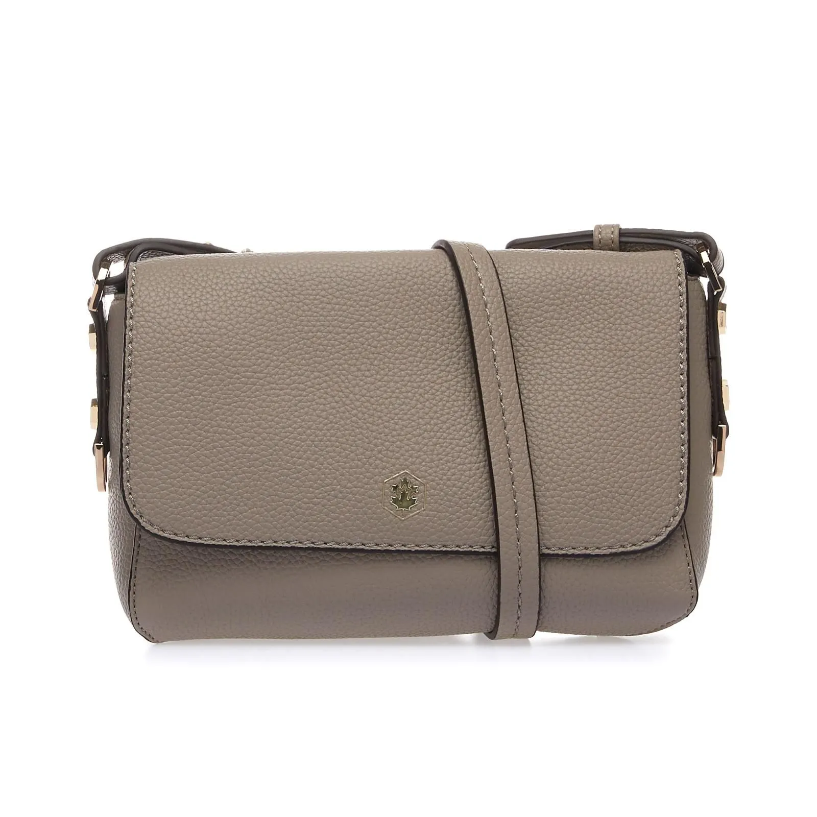 Borsa a tracolla beige con dettagli in oro