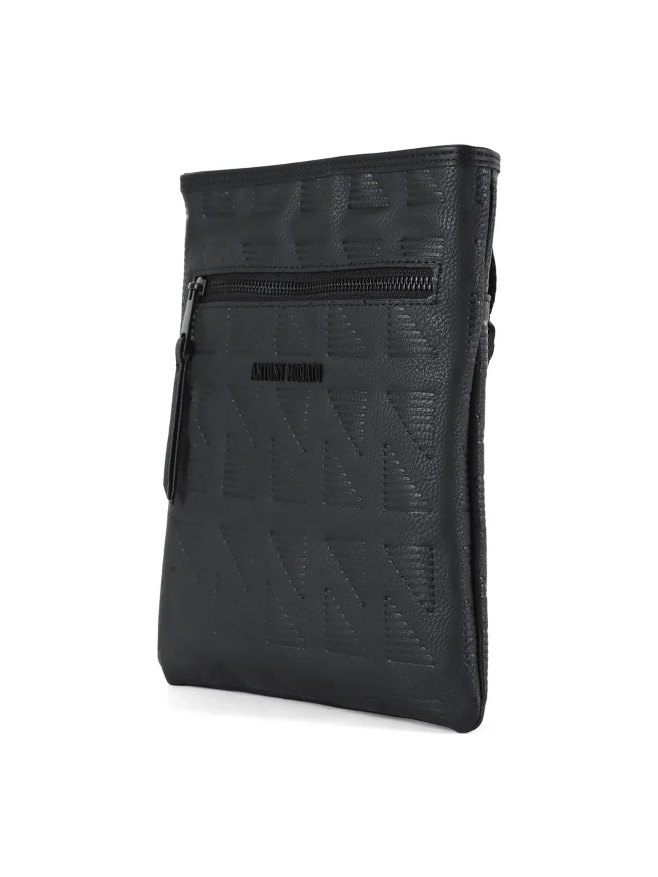 Borsa a tracolla flat con scritta logo frontale