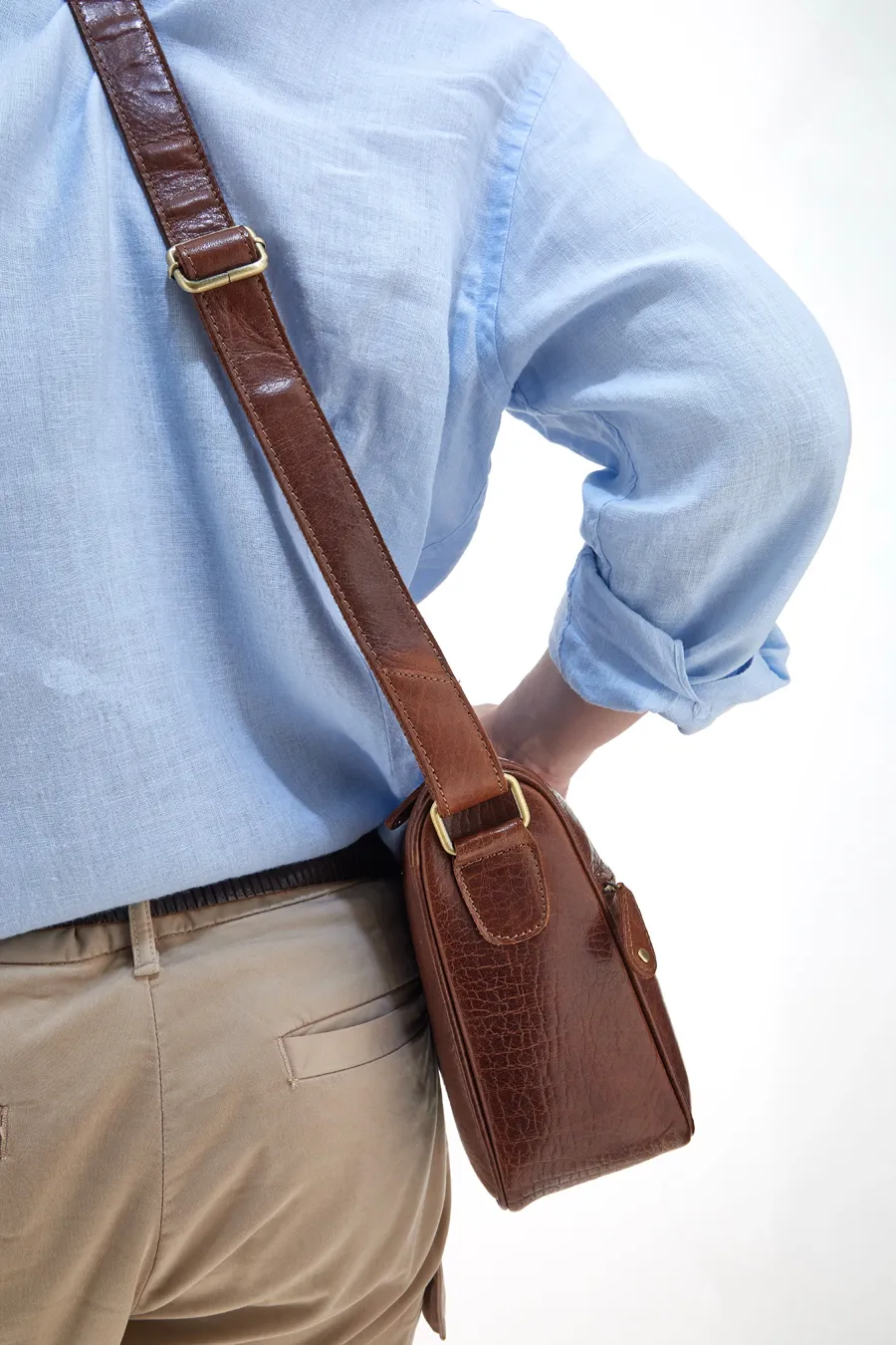 Borsa a Tracolla in Pelle Basile 3544 Marrone