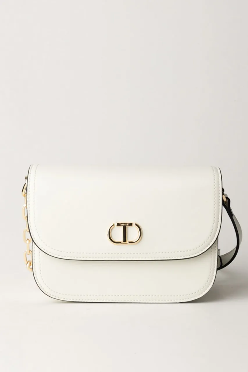 Borsa a tracolla in pelle liscia BIANCO OTTICO