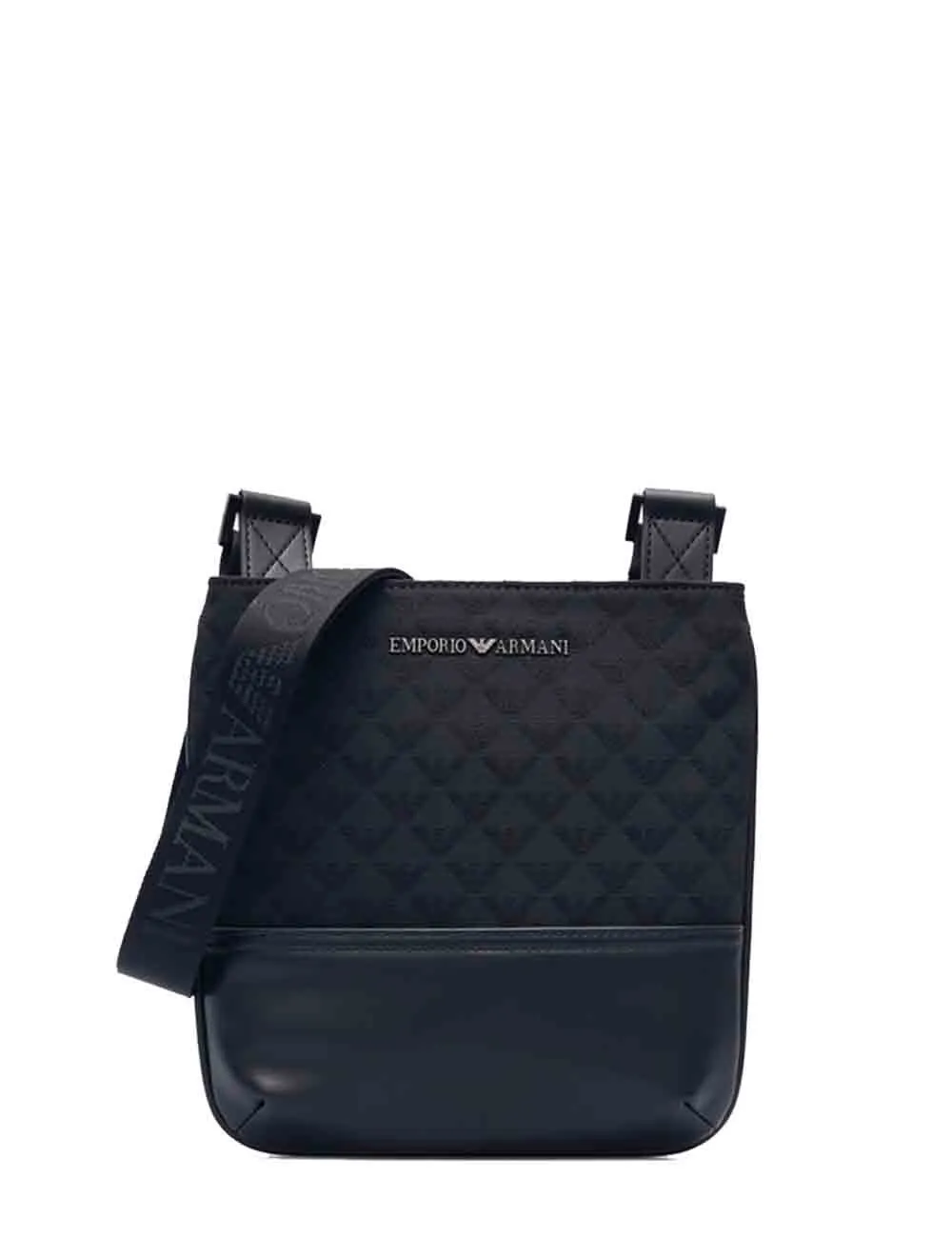 Borsa A Tracolla Nera Con Pattern Logo Nero