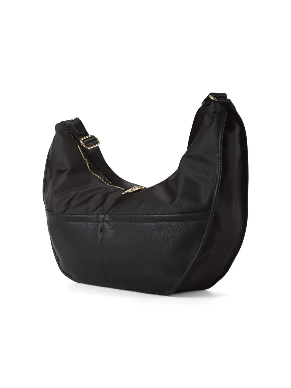 Borsa mezzaluna a tracolla in tessuto ed ecopelle