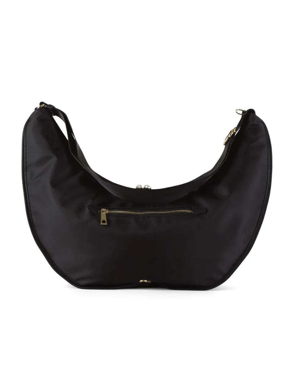 Borsa mezzaluna a tracolla in tessuto ed ecopelle