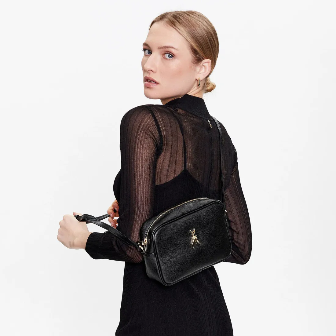 Borsa Patrizia Pepe in pelle nera a tracolla