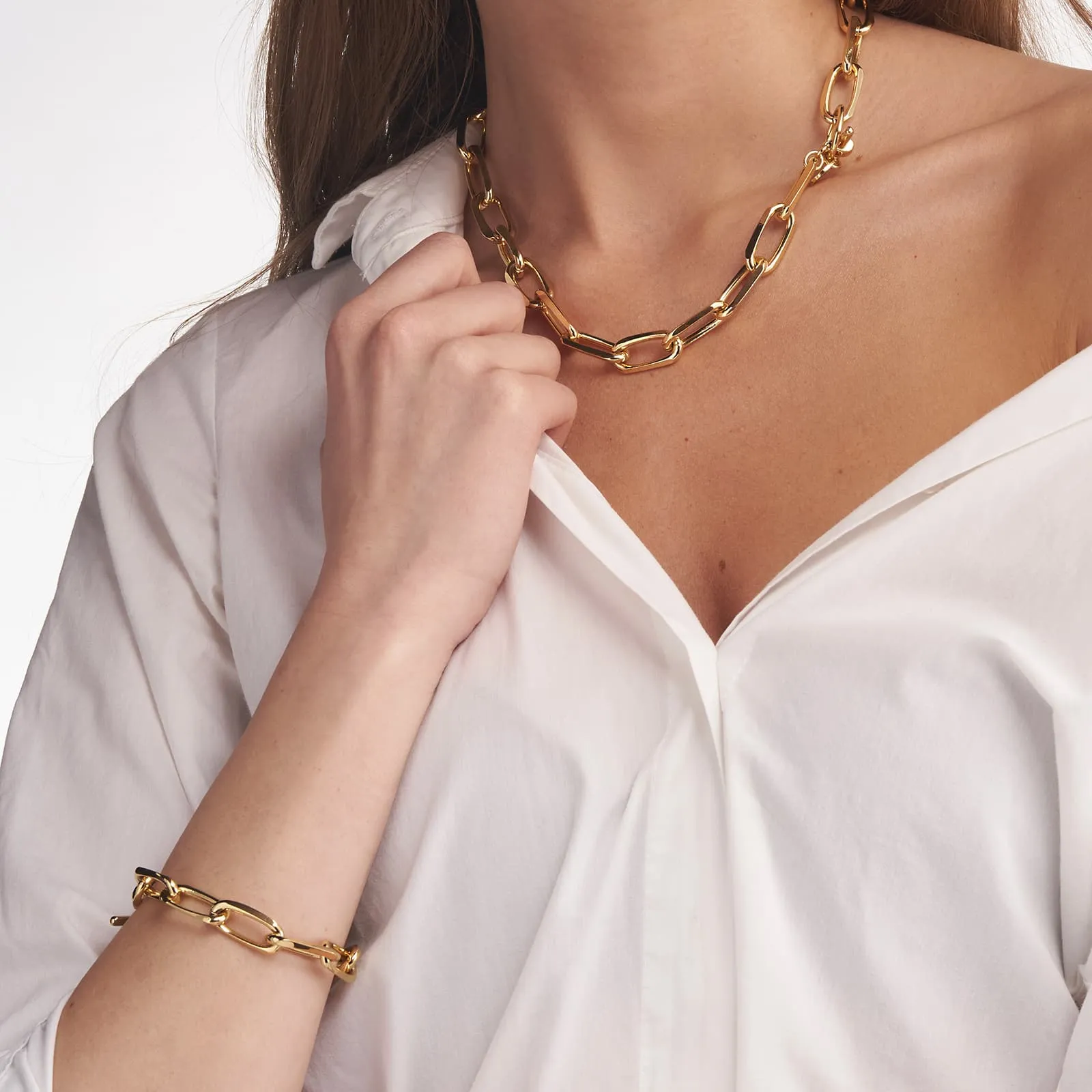 Bracciale in bronzo dorato catena forzatina