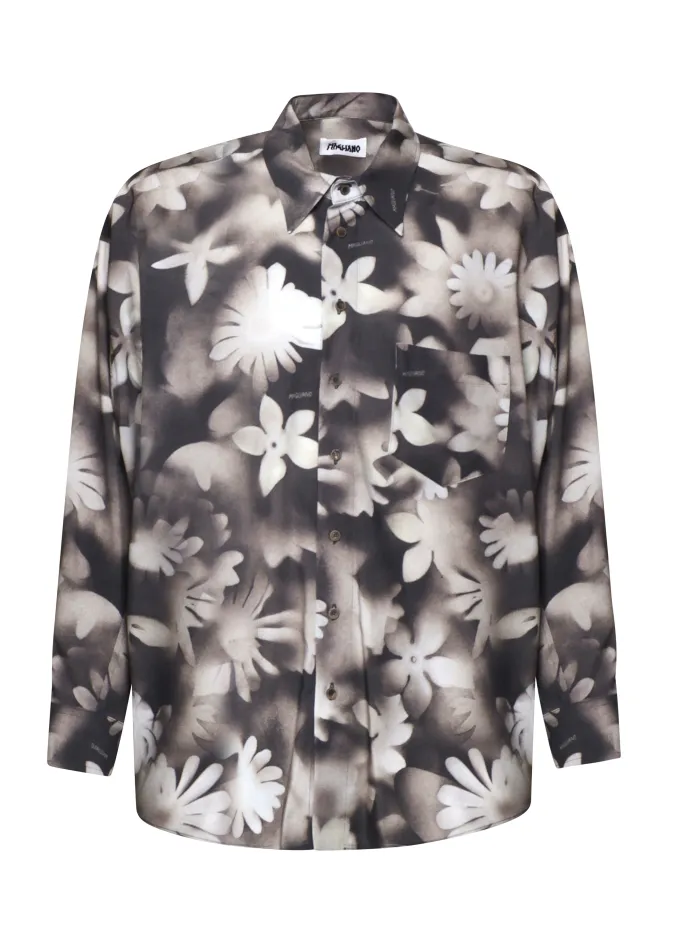CAMICIA CON STAMPA DI FIORI A RAGGI X