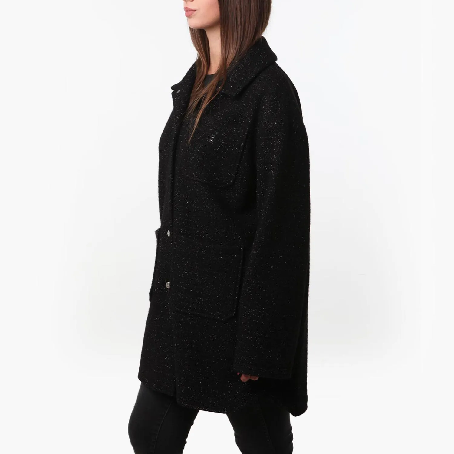 Cappotto Ecowool Herno Nero E Oro Glitter