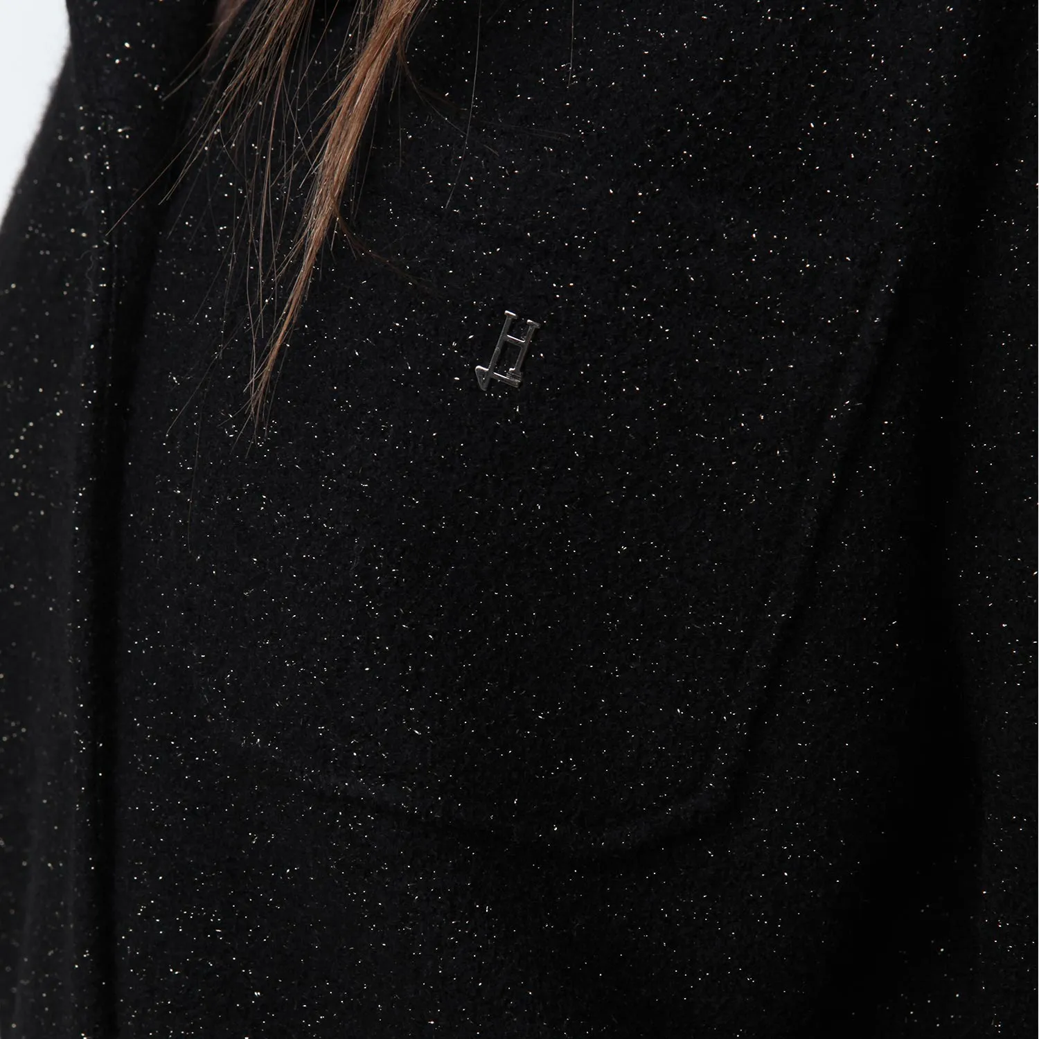 Cappotto Ecowool Herno Nero E Oro Glitter