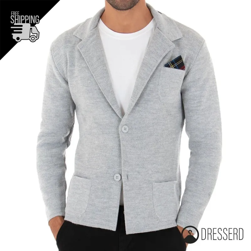 Cardigan Uomo Maglione Uomo manica Lunga Tinta Unita Giacca Maglia Dresserd