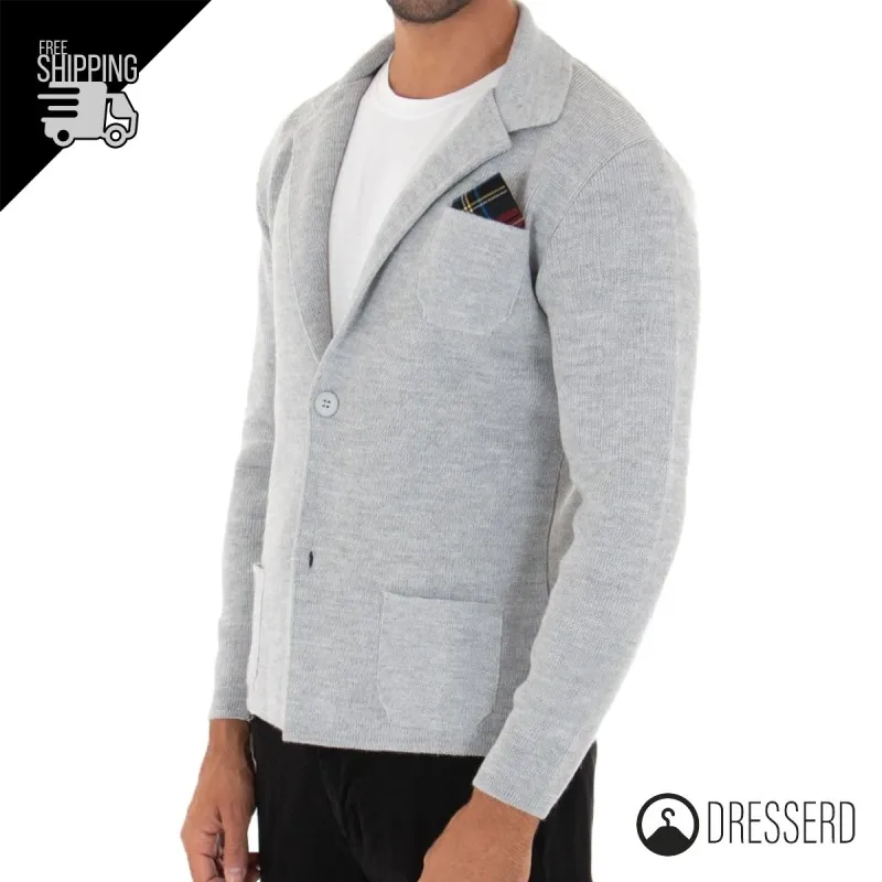 Cardigan Uomo Maglione Uomo manica Lunga Tinta Unita Giacca Maglia Dresserd