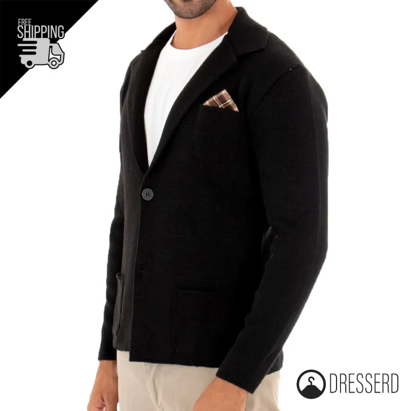 Cardigan Uomo Maglione Uomo manica Lunga Tinta Unita Giacca Maglia Dresserd