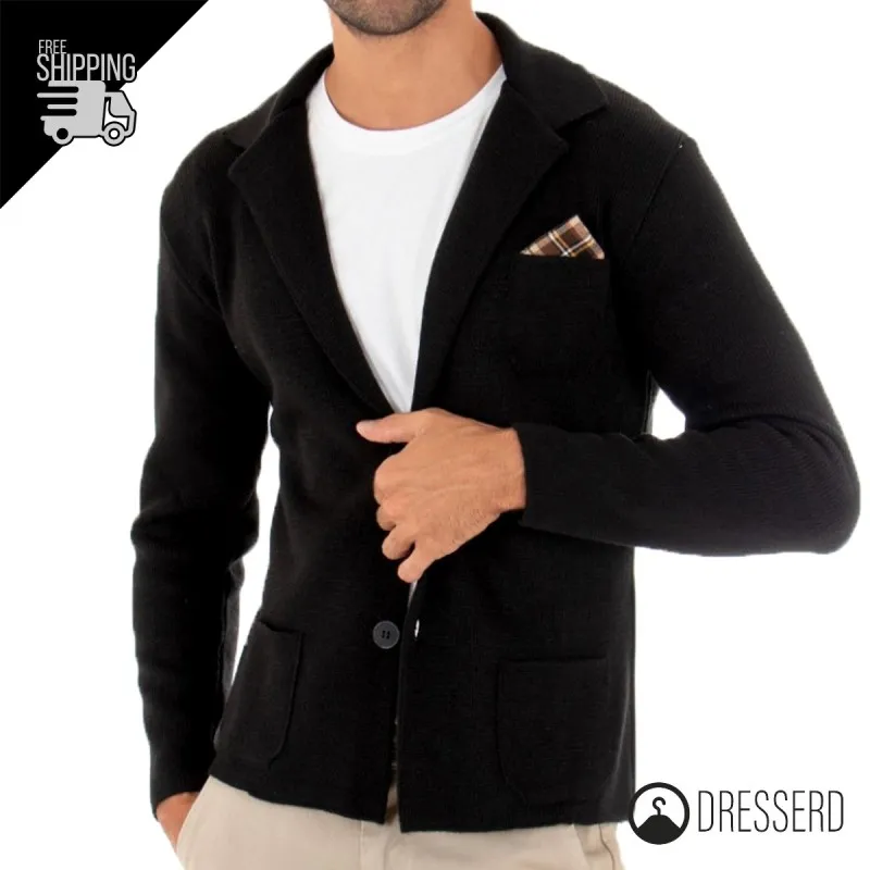 Cardigan Uomo Maglione Uomo manica Lunga Tinta Unita Giacca Maglia Dresserd
