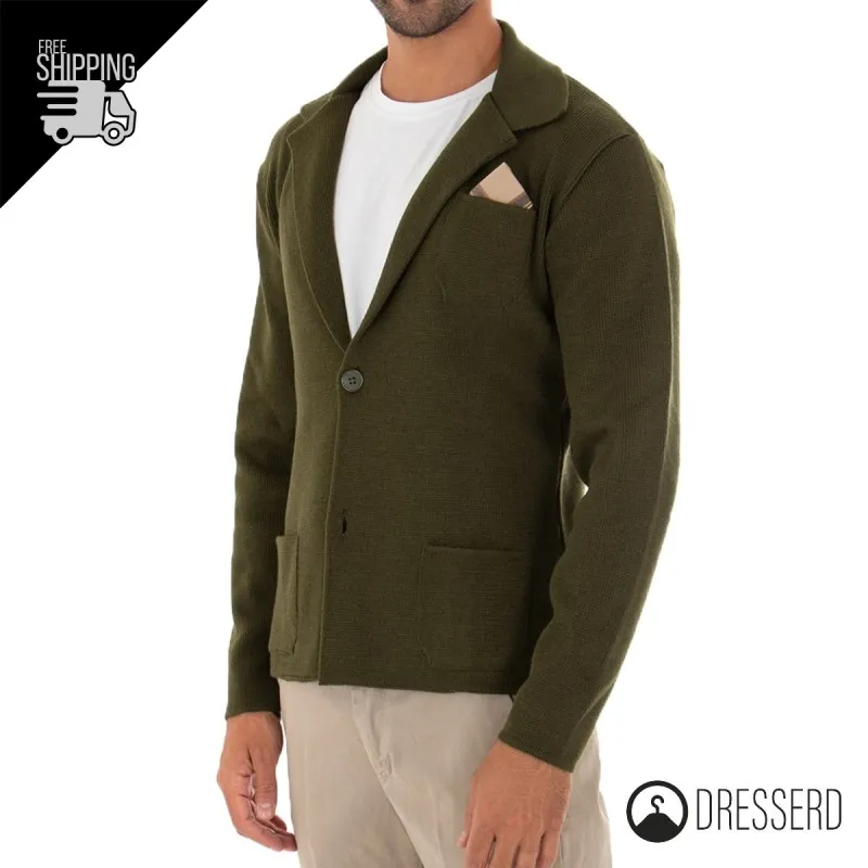 Cardigan Uomo Maglione Uomo manica Lunga Tinta Unita Giacca Maglia Dresserd