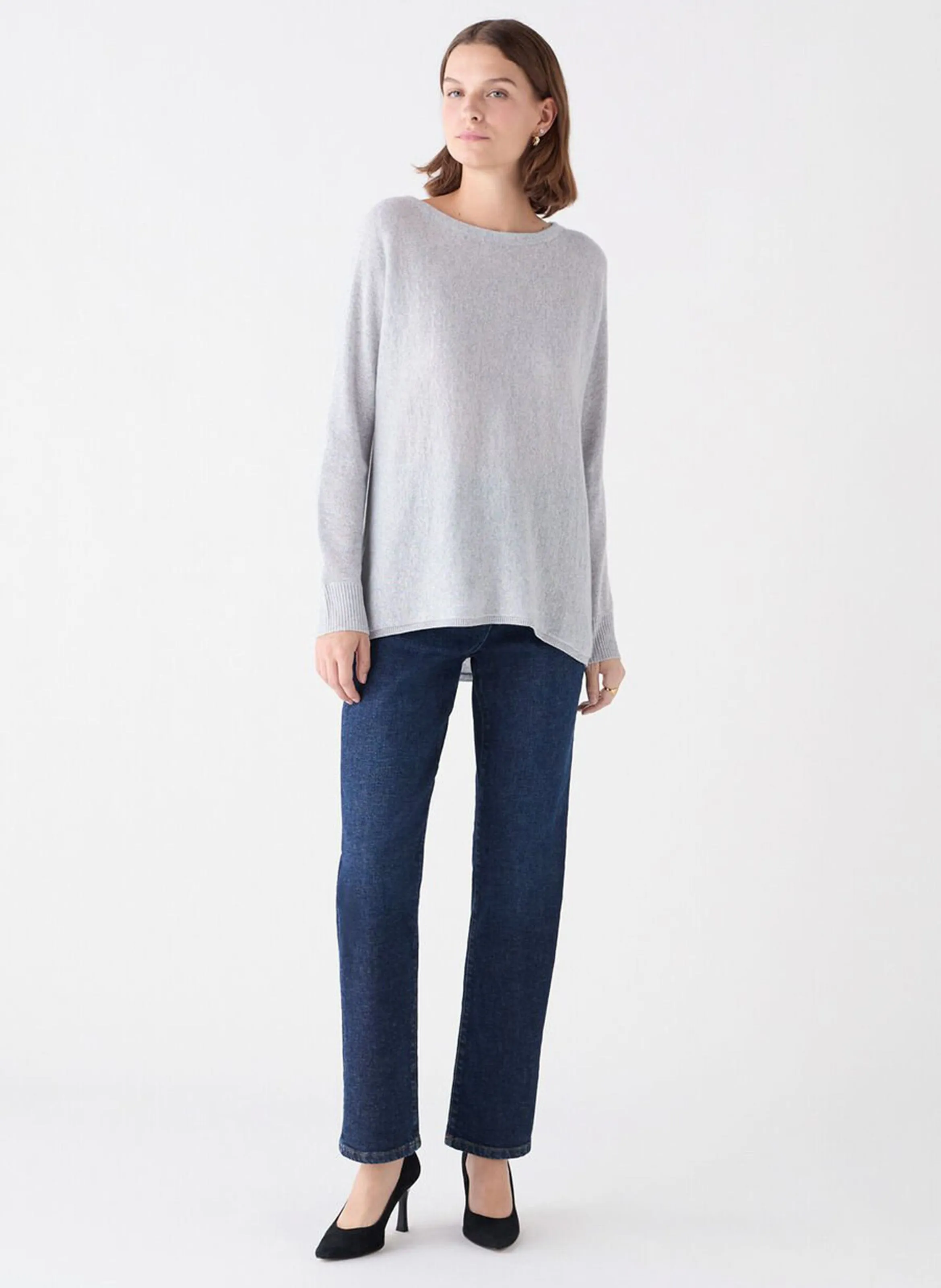  CAROLL   MAMELIALU - Maglione oversize con scollo a barca metallico in misto cashmere | Grigio