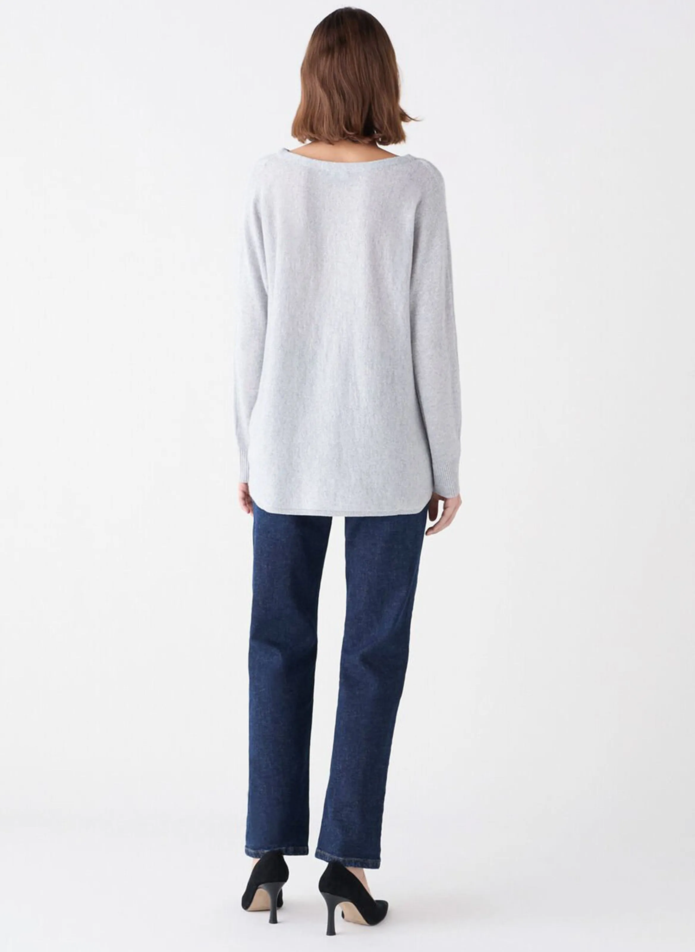  CAROLL   MAMELIALU - Maglione oversize con scollo a barca metallico in misto cashmere | Grigio
