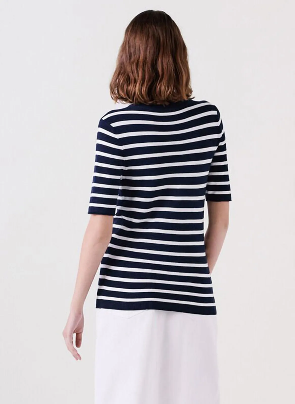 CAROLL   MARTIN - Maglione scollo tondo a righe in filato misto | Bianco