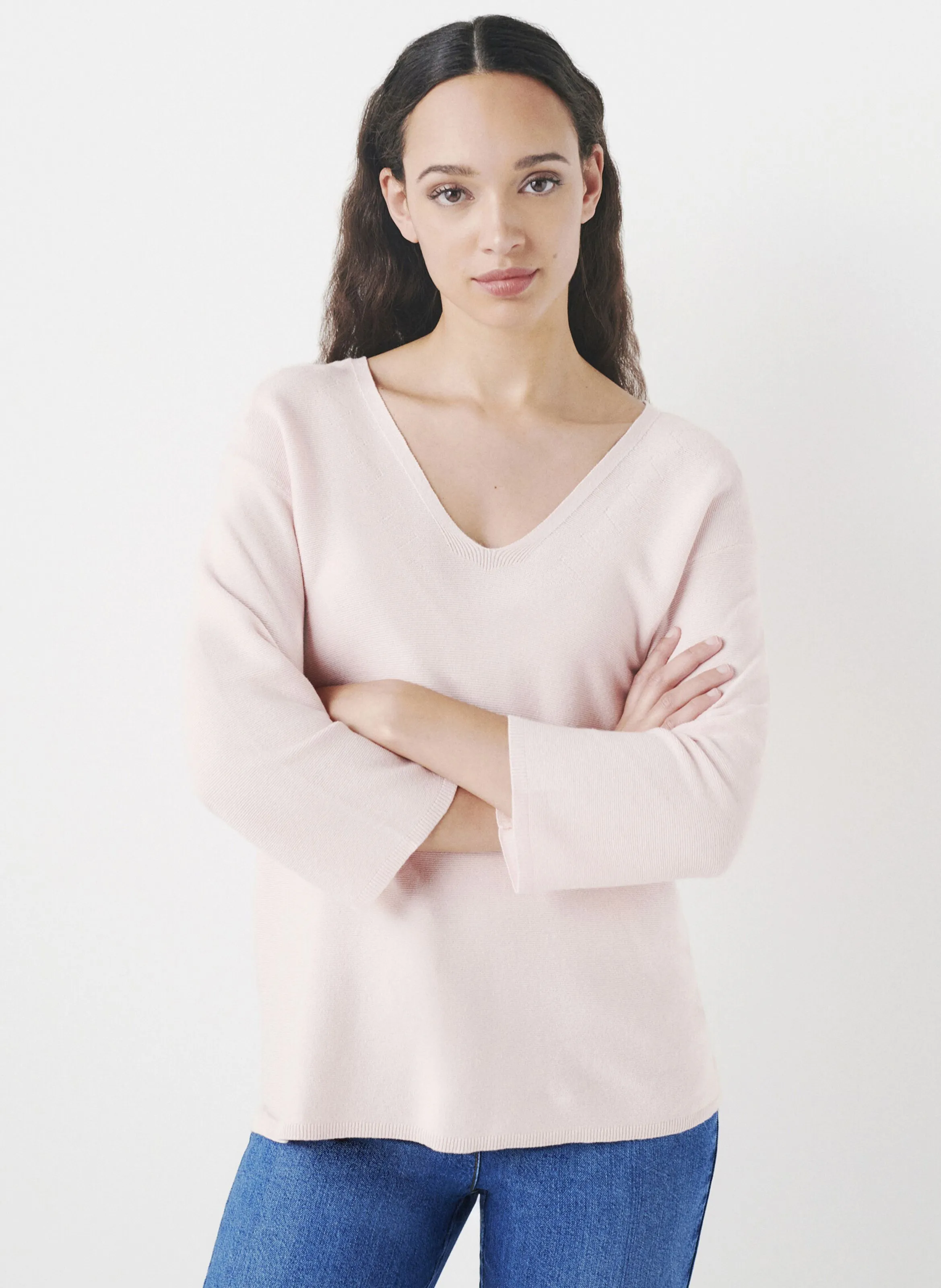  CAROLL   MBOBBY - Maglione ampio scollo a V in cotone | Rosa