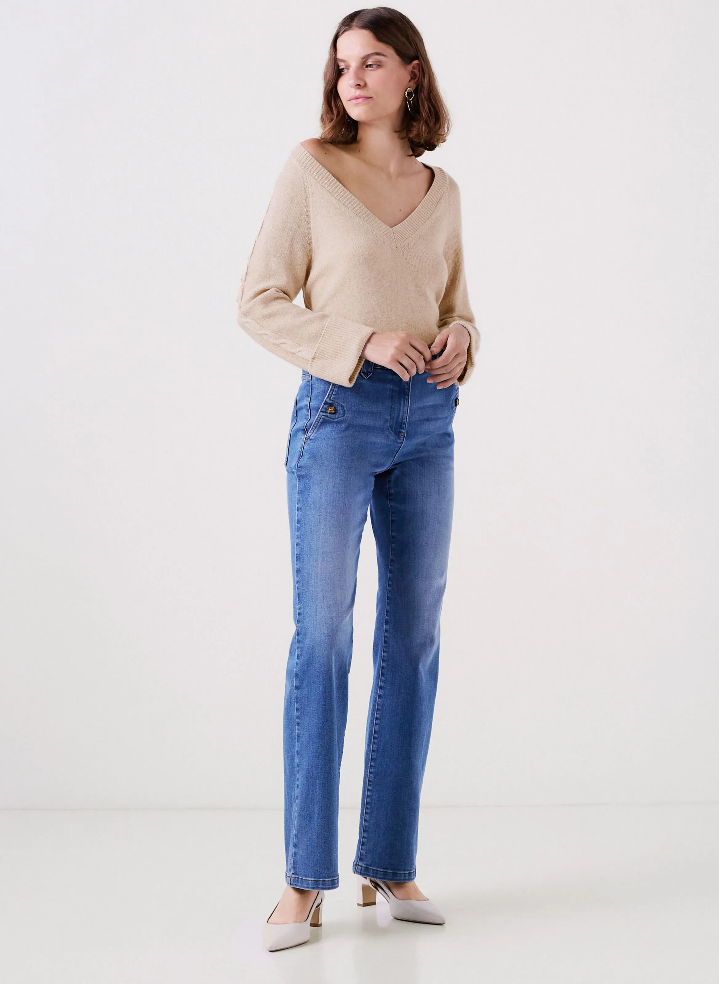  CAROLL   MJADE - Maglione collo a V in lana | Beige