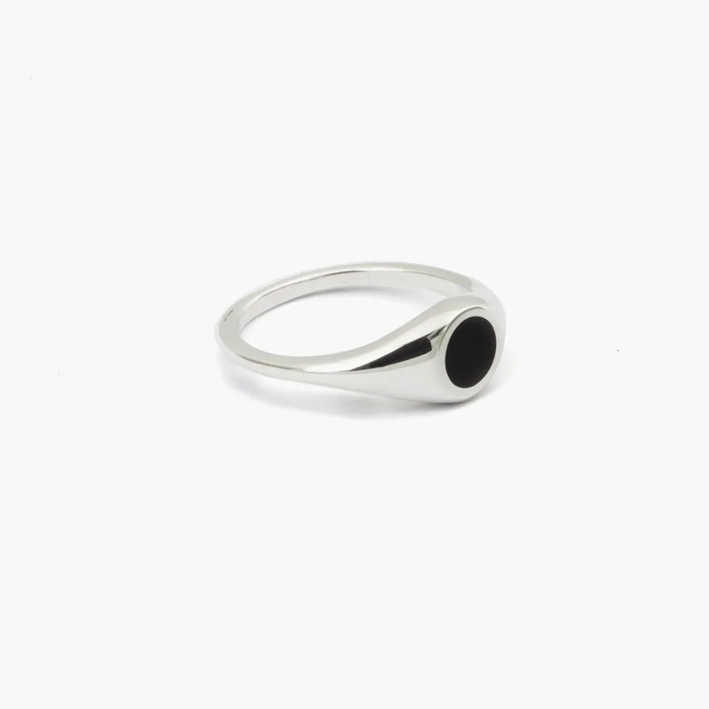 Chevalier tondo smalto nero mignolo argento Nove25 Mis.10