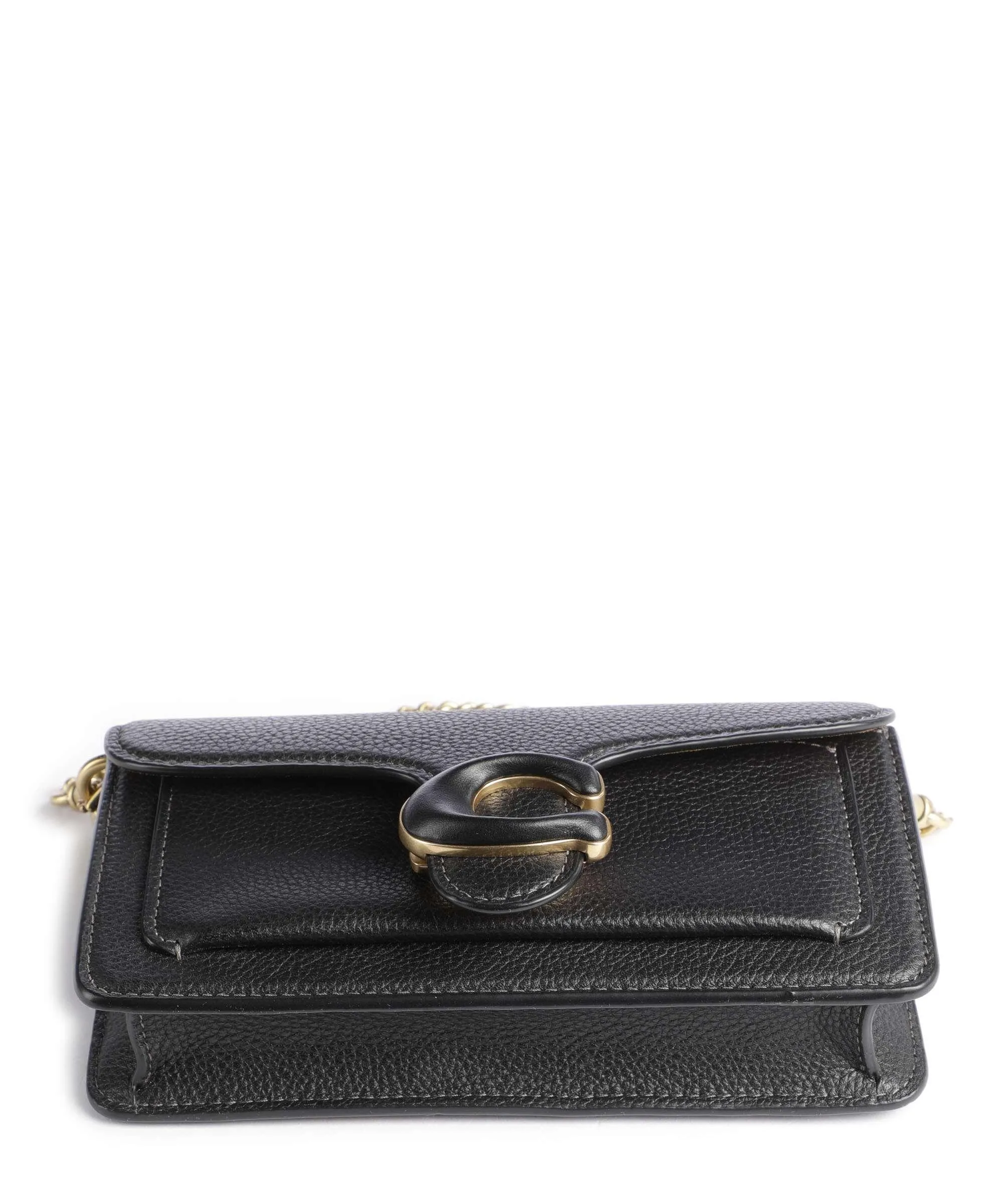  Coach Tabby Chain Borsa a tracolla pelle di vacchetta grana nero  