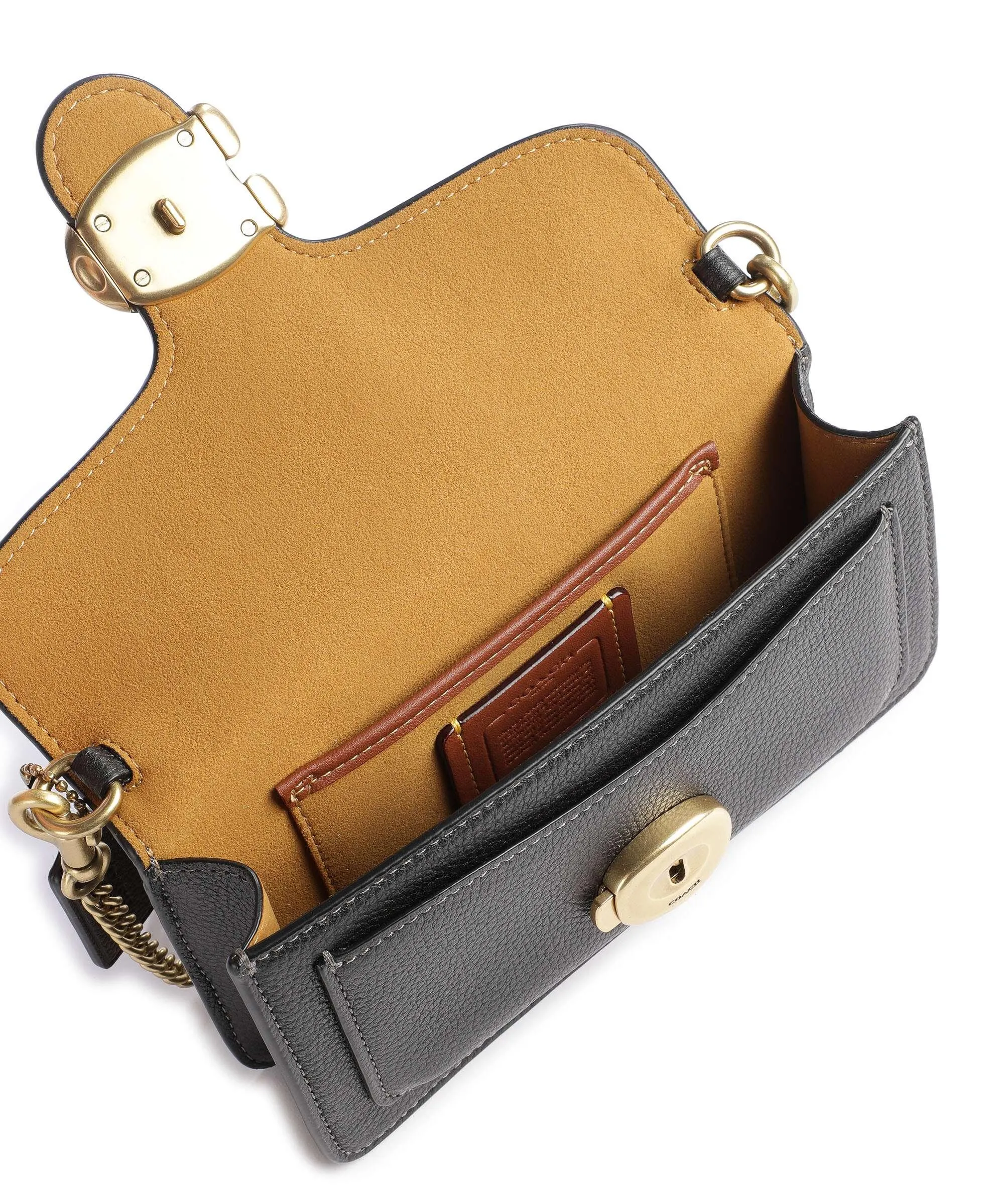  Coach Tabby Chain Borsa a tracolla pelle di vacchetta grana nero  
