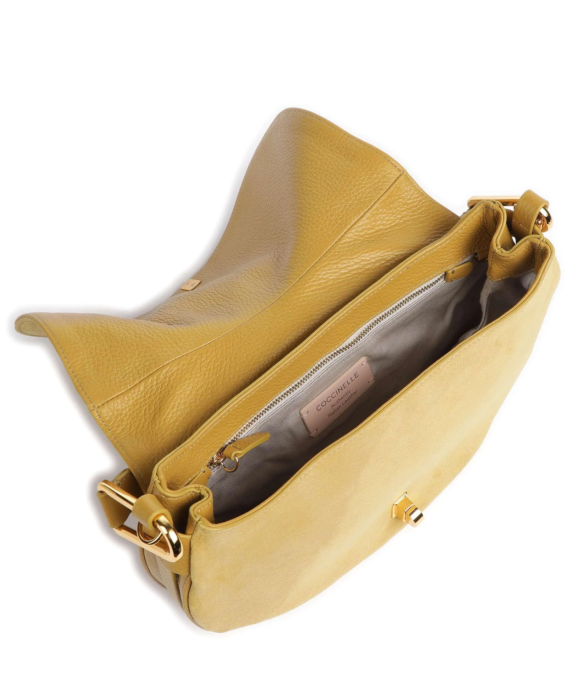  Coccinelle Magie Suede Borsa a spalla pelle bovina ruvida, pelle di vacchetta grana giallo  