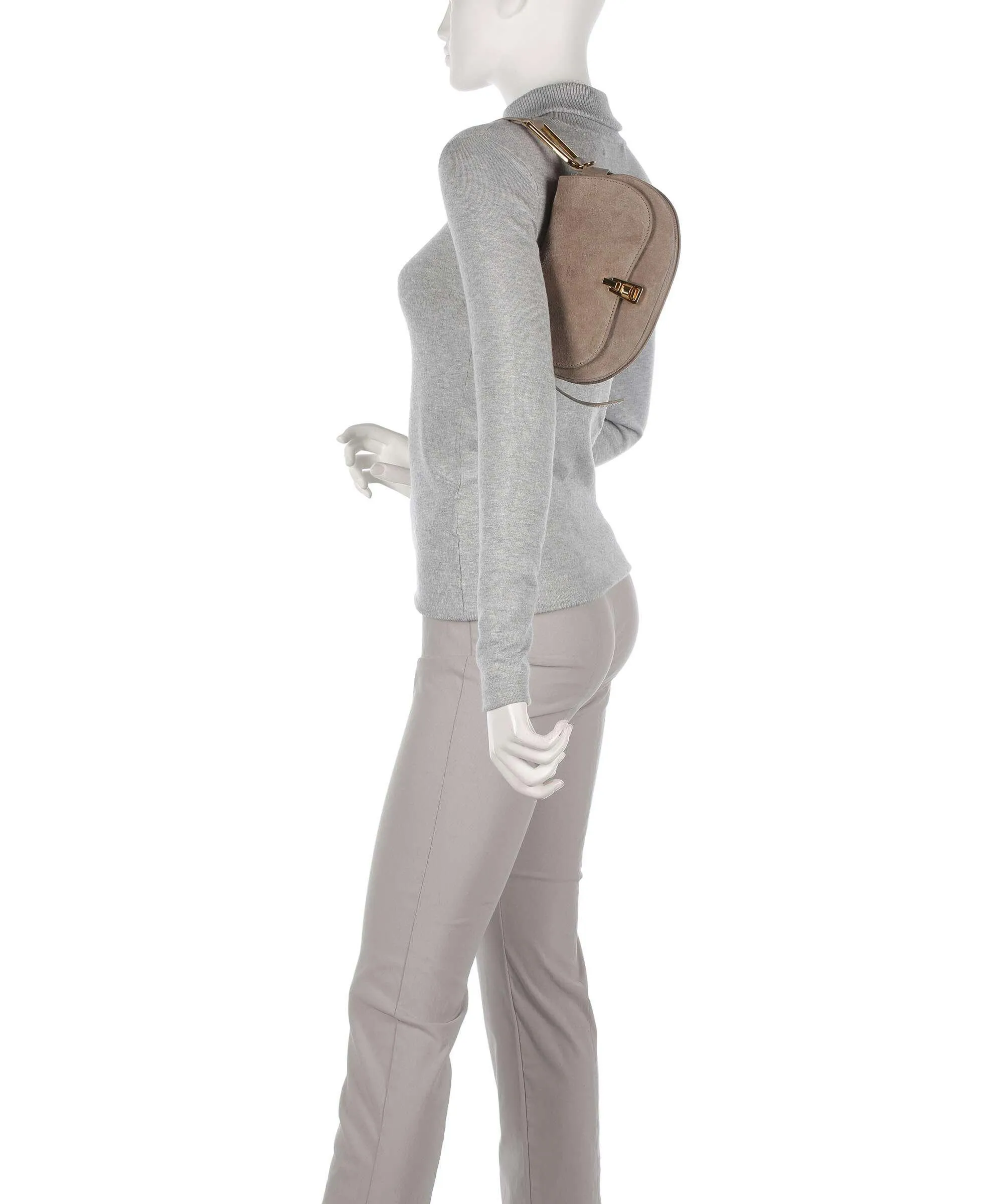  Coccinelle Magie Suede Borsa a spalla pelle bovina ruvida, pelle di vacchetta grana taupe  