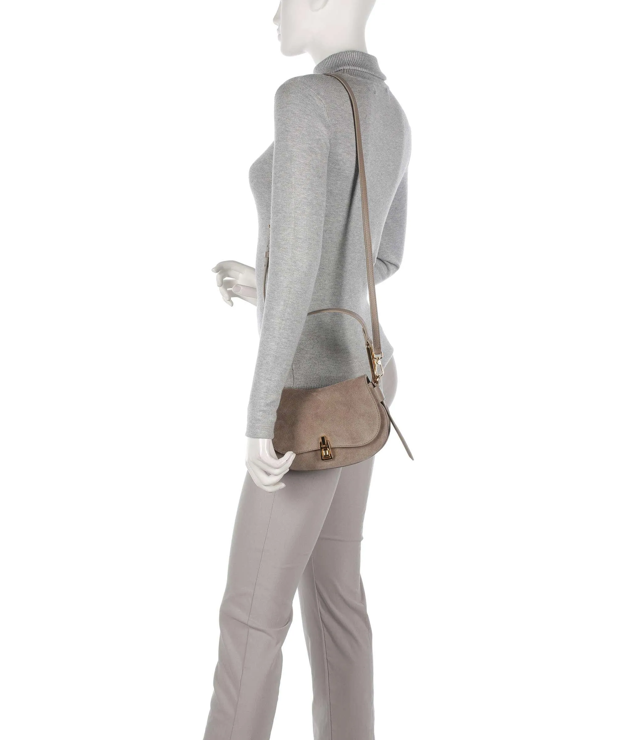  Coccinelle Magie Suede Borsa a spalla pelle bovina ruvida, pelle di vacchetta grana taupe  