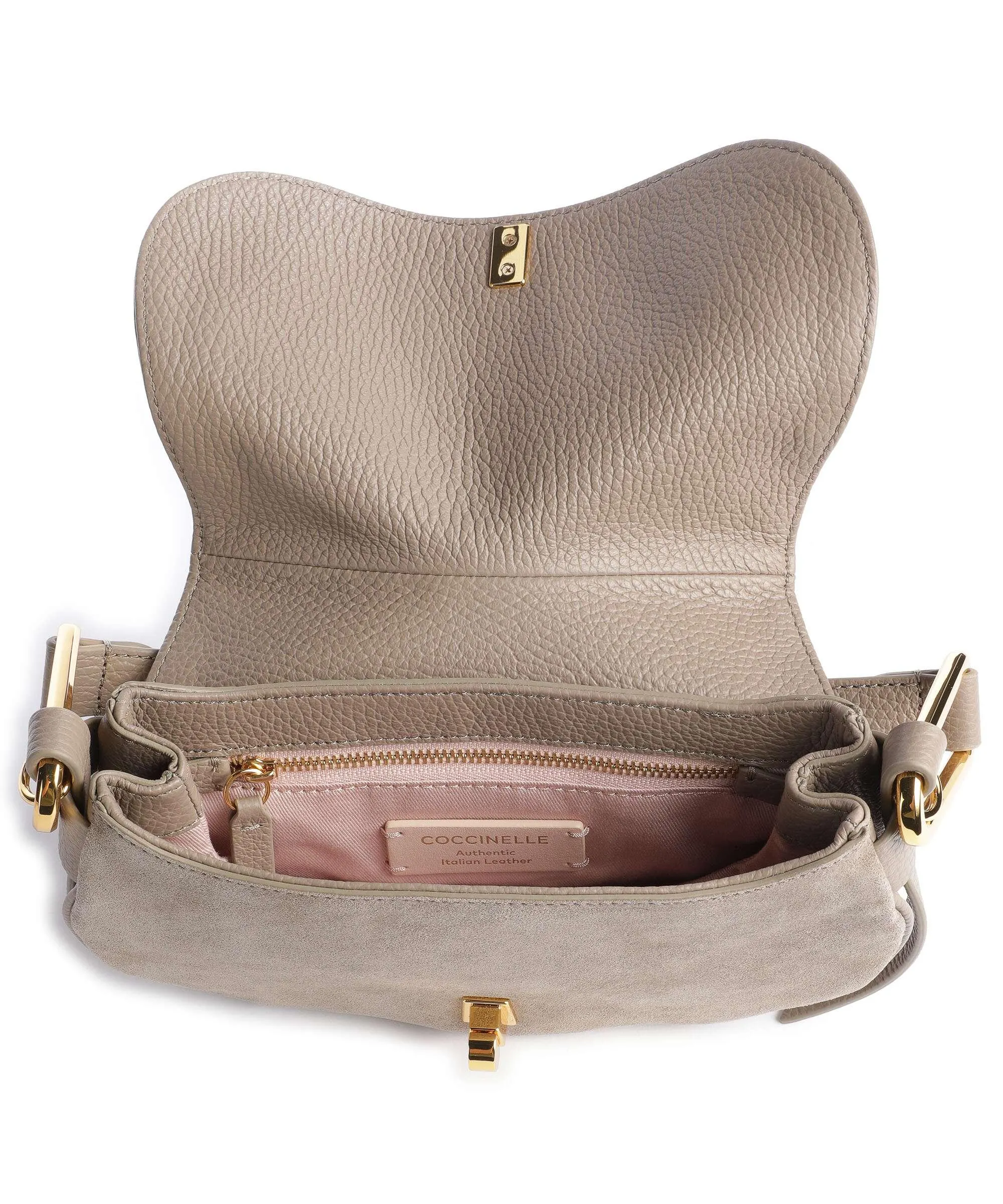  Coccinelle Magie Suede Borsa a spalla pelle bovina ruvida, pelle di vacchetta grana taupe  
