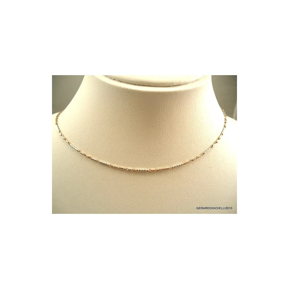 COLLANA LAVORAZIONE TUBOLARE IN ORO BIANCO E ROSA 18KT