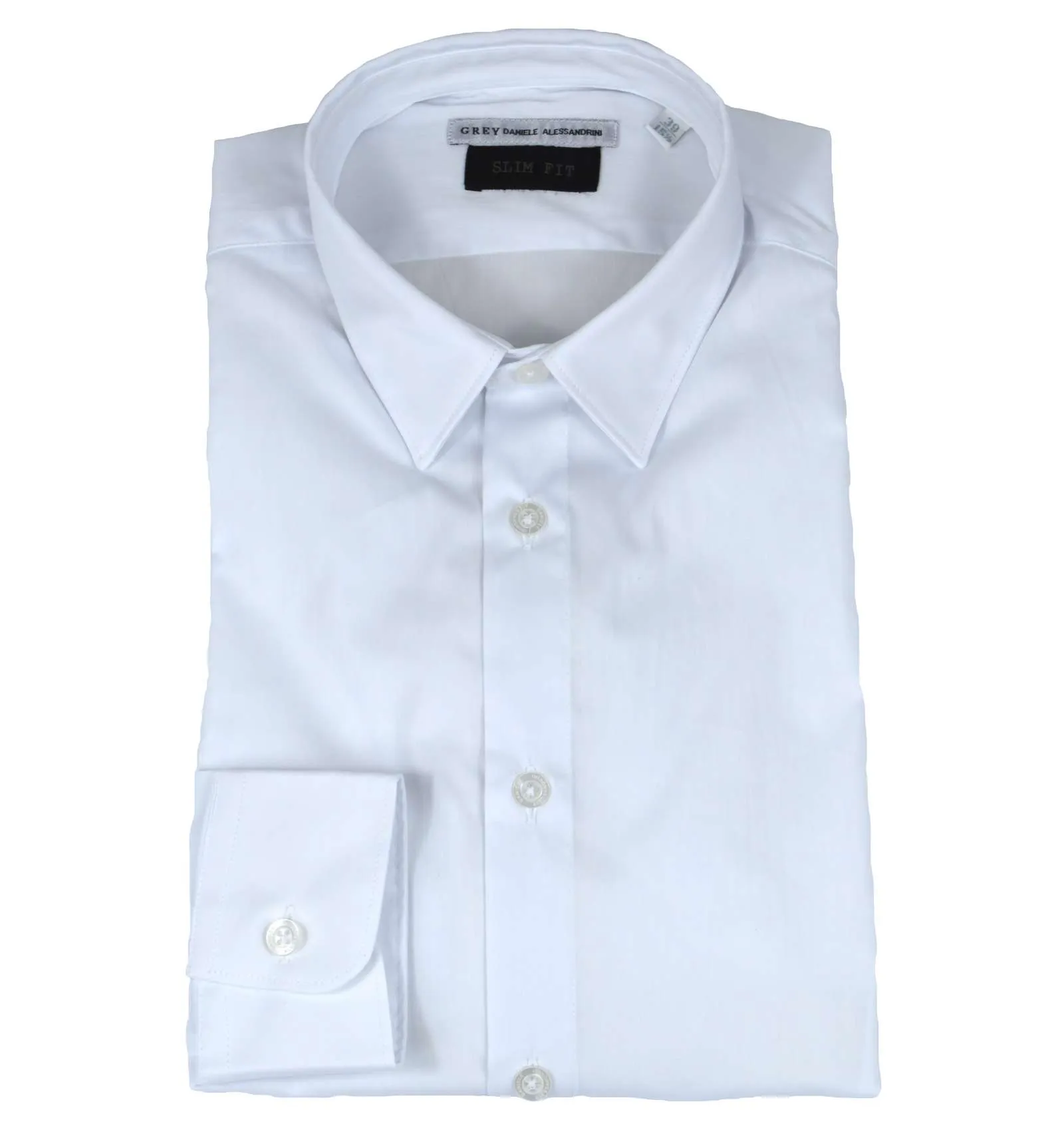 DANIELE ALESSANDRINI GREY uomo camicia bianco slim C1639B10943706 2
