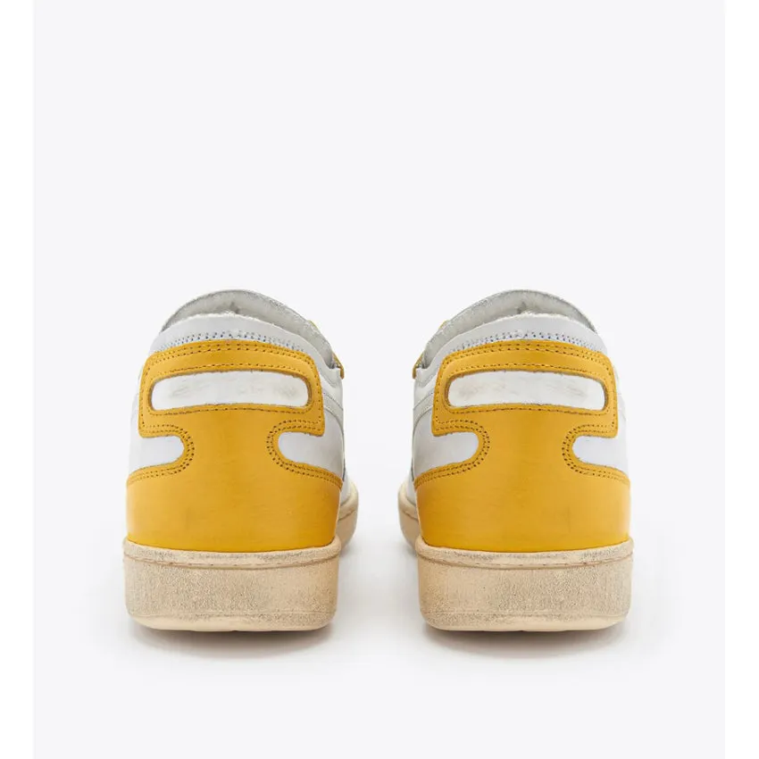DIADORA HERITAGE SNEAKERS MI BASKET ROW CUT BIANCO-GIALLO REGNO