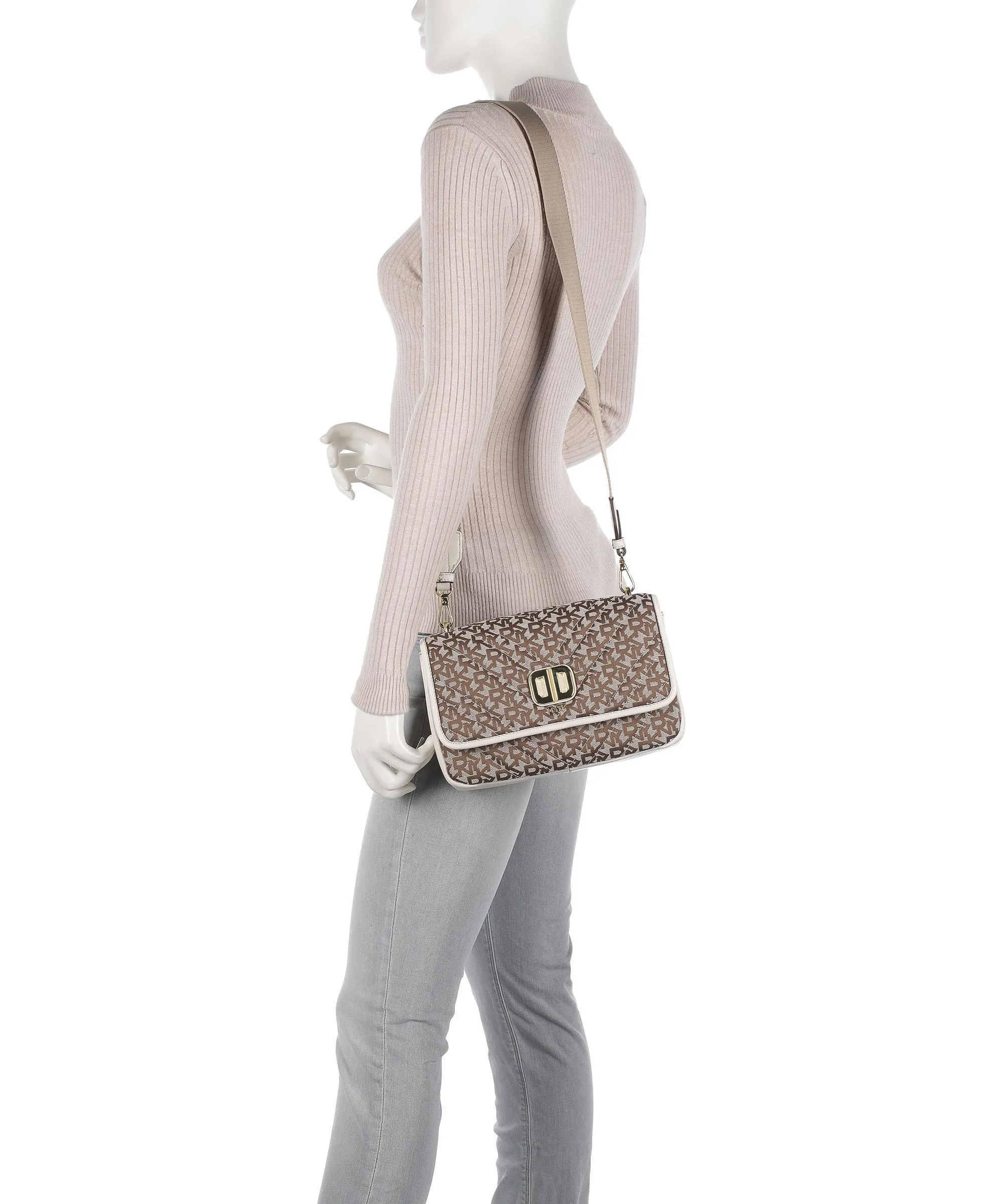  DKNY Delphine Borsa a tracolla poliestere, cuoio di agnello beige/marrone  