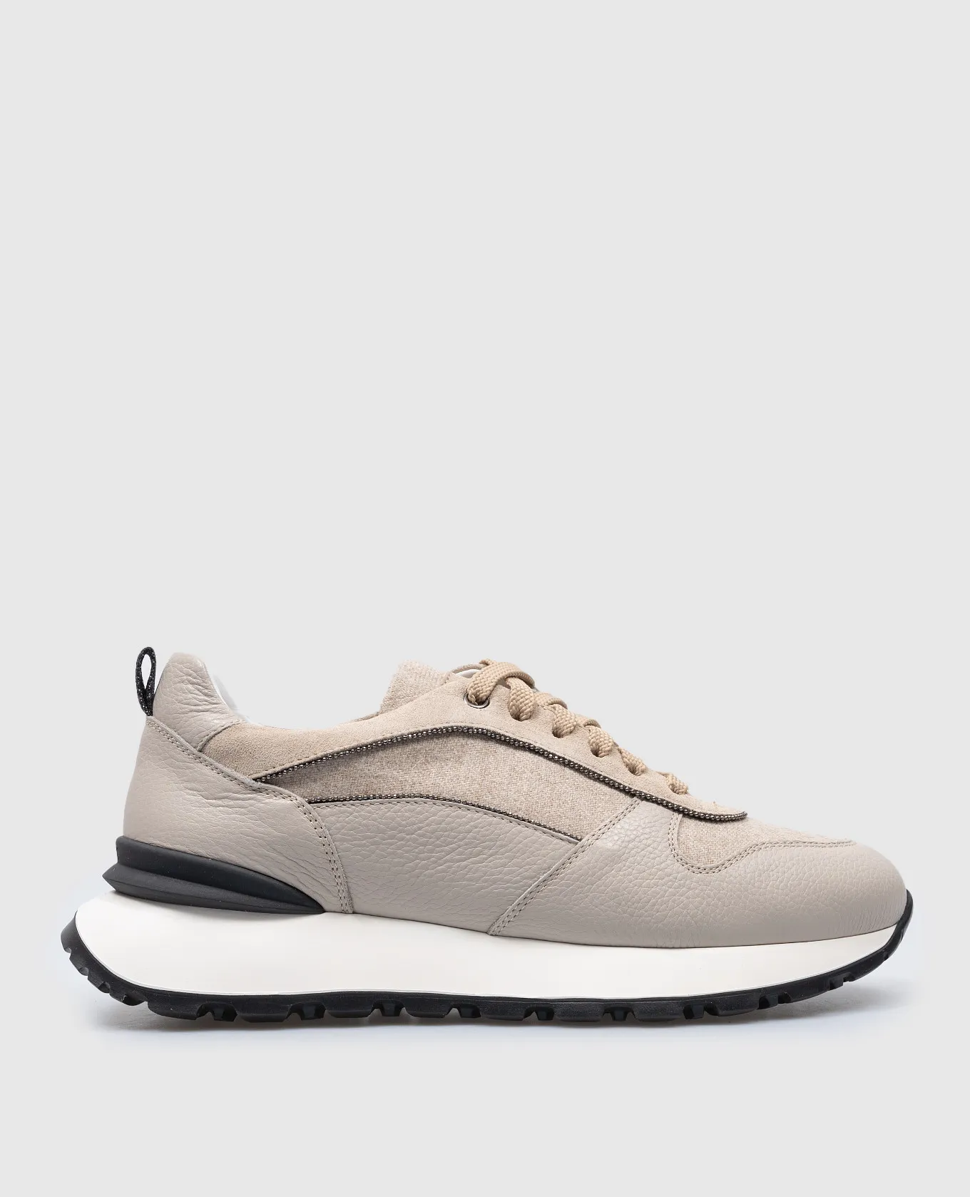 Doucal's Sneakers abbinate Teyla beige con pelliccia monil chain DD8667WHITPN719