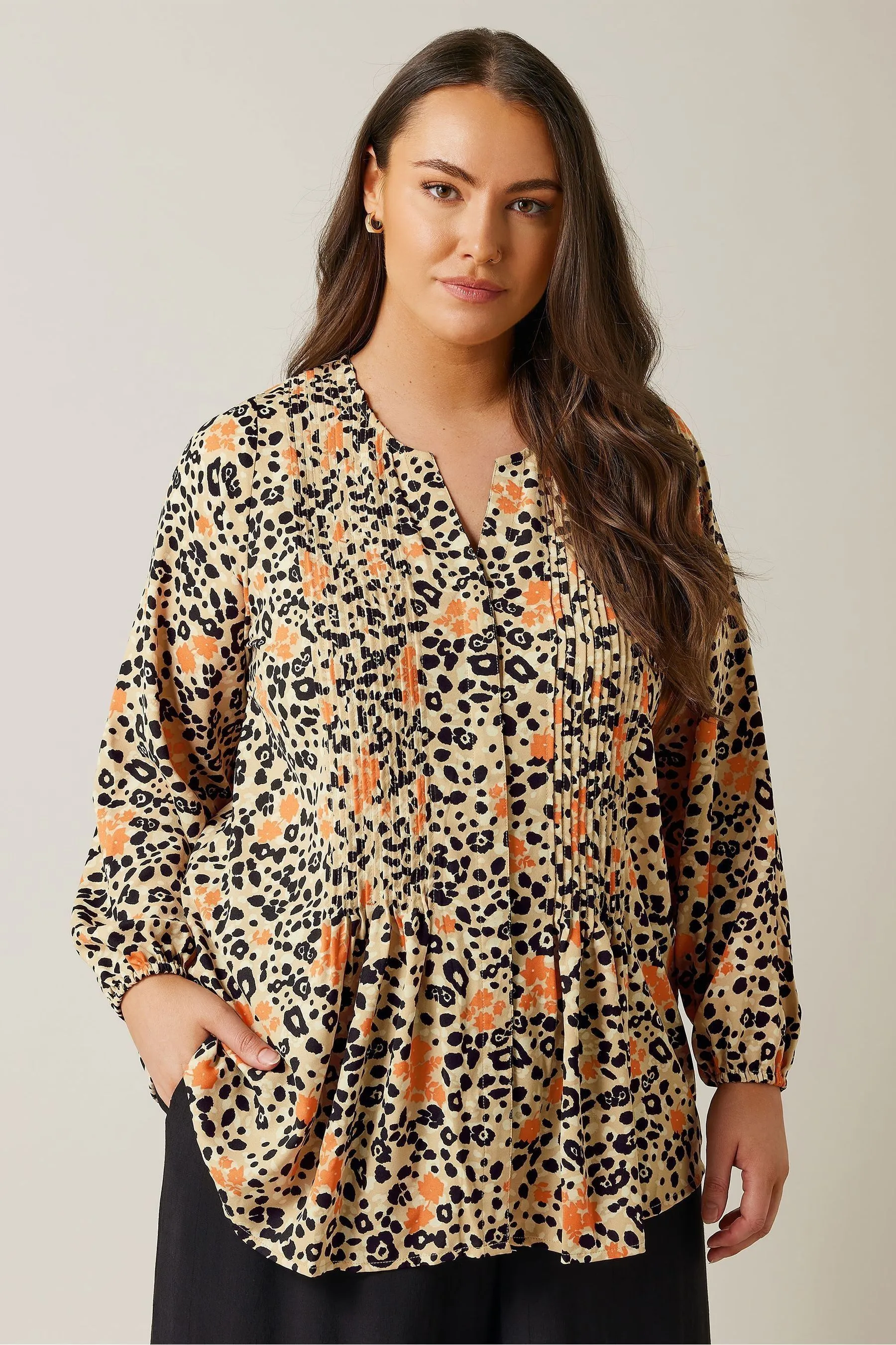 Evans Pintuck Button Thru Blouse    