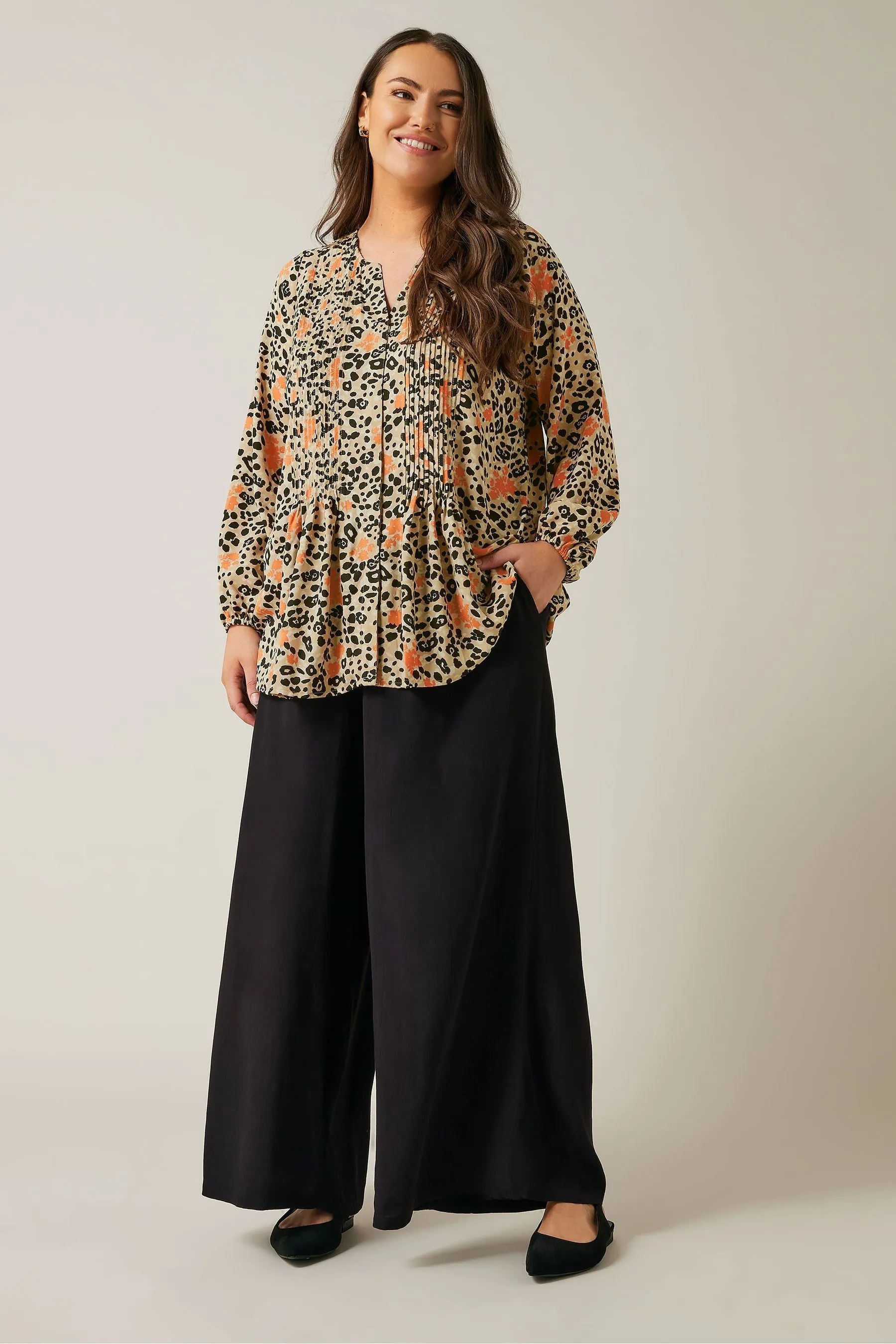 Evans Pintuck Button Thru Blouse    