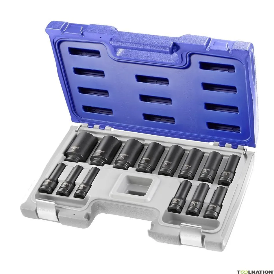 Facom Expert E041602 Set di bussole lunghe a percussione - 1/2" - 14 pezzi - 6 lati
