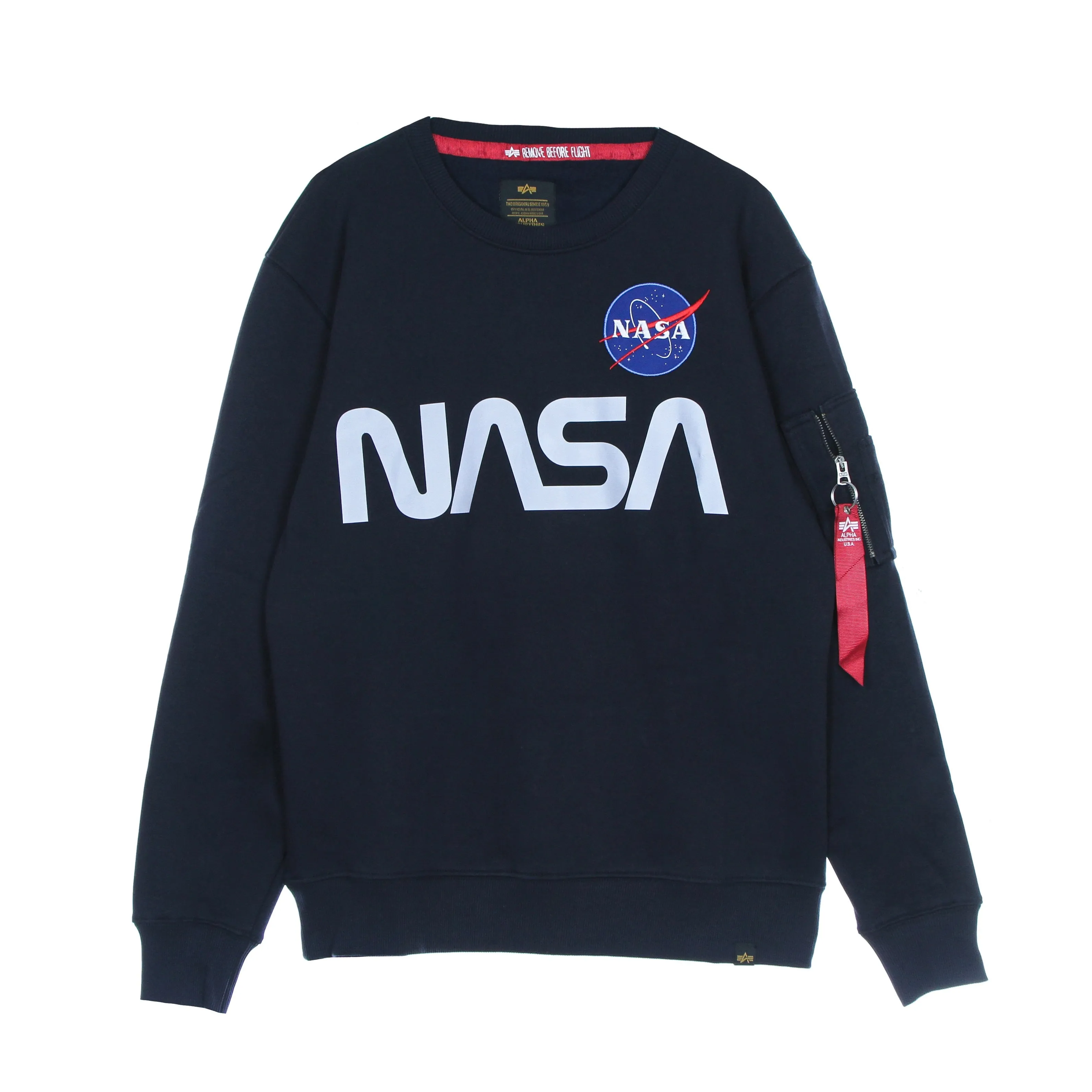 Felpa Girocollo Uomo Nasa Reflective Sweater Blue