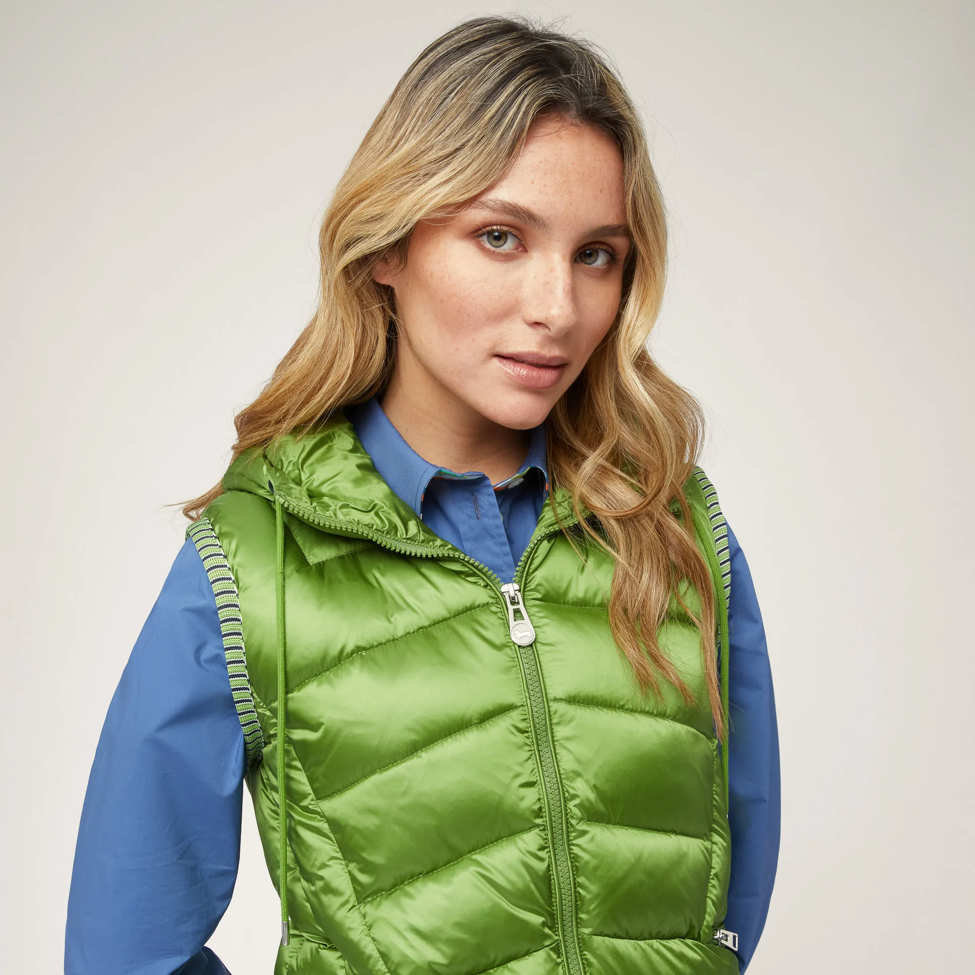 Gilet Imbottito Con Cappuccio