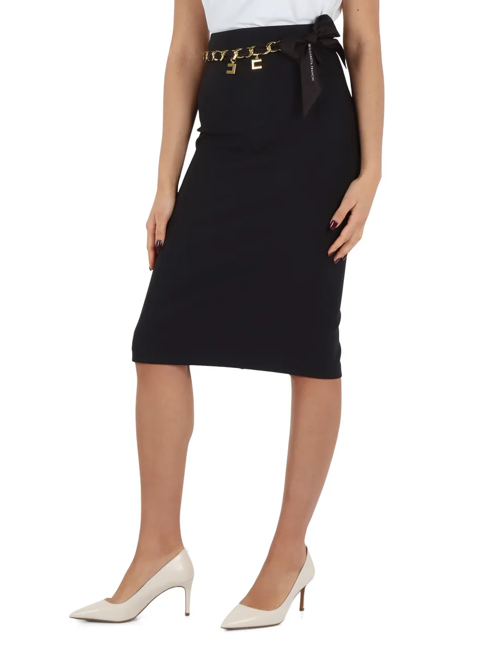 Gonna longuette in crepe stretch